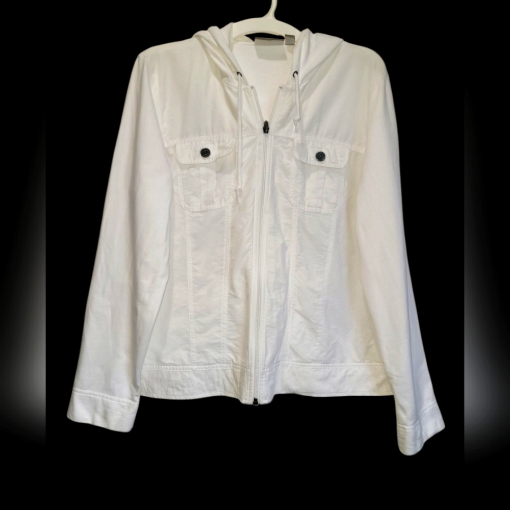 Large Croft & Barrow Utility Lightweight Cotton-Blend Hooded Drawstring Jacket